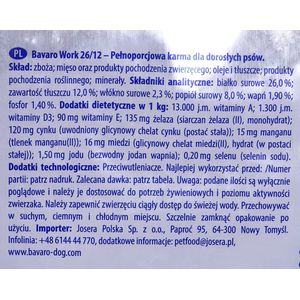 Josera BAVARO WORK ADULT 26/12 – 18KG 15 kg Groente