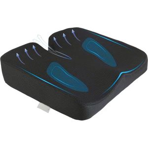 Zitkussen Memory Foam - Versterkte Ondersteuning - Coccyx Pad - Dikke en Brede Zitting - Comfort voor Bureaustoelen, Autostoelen, Eetkamerstoelen, Gaming Stoelen en Rolstoelen