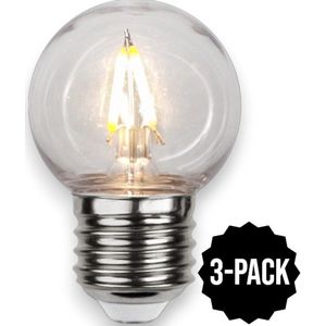 3-Pack | Prikkabel - Kogellamp - E27 - 1.4W - Extra Warm Wit - 2700K - Filament - Helder