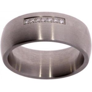 Ring - staal - maat 56 - diamant - Verlinden juwelier
