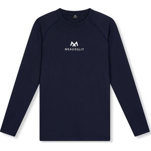 MEAUXGLIT Sportshirt Heren - Bestseller - Tshirts Heren - Soft Stretch Jersey Long Sleeve T-shirt Dark Blue - Running - Padel - Gym - Fitness - Outdoor - Indoor (Maat L)