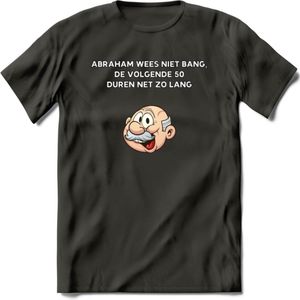 Abraham wees niet bang T-Shirt | Grappig Abraham 50 Jaar Verjaardag Kleding Cadeau | Dames – Heren - Donker Grijs - XXL