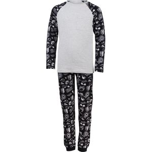 Jongens pyjama met geprinte mouwen met Petjes en Brillen en een all over print op de broek 146/152