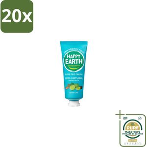 20 x Happy Earth – Deodorant Cream – 100% Natuurlijk Cedar Lime – 40 ml - Grootverpakking - 100% Natuurlijk Deodorant - Natuurlijke Deodorant Crème - Deodorant Crème Ceder Lime - Frisse Geur - Huidvriendelijk Deodorant