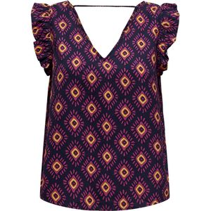 Only Top Onlleah Frill Top Cs Ptm 15328393 Fuchsia Fedora/diamonds Dames Maat - M