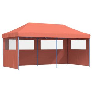 vidaXL Partytent inklapbaar pop-up met 3 zijwanden terracottakleurig - Partytent - Partytenten - Partytent - Partytenten