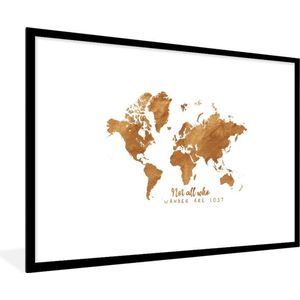 Fotolijst incl. Poster - Wereldkaart - Brons - Touw - 120x80 cm - Posterlijst