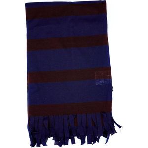 Sjaal - Hublot sjaal - gestreepte sjaal - Stola - Blauw met Bordeaux streep - streepsjaal - bretonse sjaal - brede sjaal - kado vrouw - kado man -