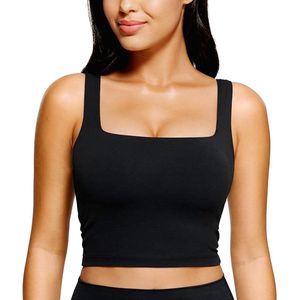 Dames Butterluxe Square Neck Sportbeha – Gewatteerde Draadloze Crop Top Met Ingebouwde Beha – Comfortabele Gym & Yoga Camisole