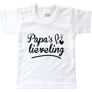 Kinder - t-shirt - Papa's lieveling - maat: 68 - kleur: wit - 1 stuks - papa - vader - kinderkleding - shirt - baby kleding - kinderkleding jongens - kinderkleding meisjes