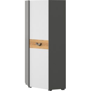 Hoekkast - Kledingkast met planken en roede - ABS rand - 73x73x189 cm - Nash Oak/Brilliant White/Grafiet