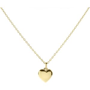 Gisser Jewels - Halsketting VGN011 - 14k geelgoud - met hart hanger ( 8mm breed) - 42 + 3 cm