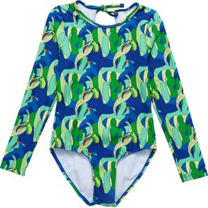 Snapper Rock - UV-badpak voor meisjes - Lange mouw - UPF50+ - Toucan Jungle - Groen/Blauw - maat 12 (141-148cm)