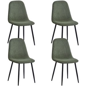 Reefs Interior Stoel Camden - Set Van 4 - Groen - Rib Stof - Luxe - Scandinavisch