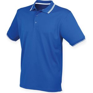Henbury Men's Coolplus® Tipped Polo Shirt H482 - ROYAL / WHITE - XL