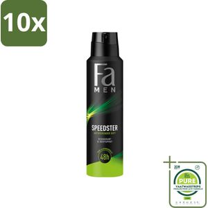 10 x Fa - Deodorant Spray - Speedster - Frisse Geur & Langdurige Bescherming - 48 uur Bescherming - 150 ml - Grootverpakking - Deodorant - Antitranspirant - Fa - Speedster - Frisse Geur
