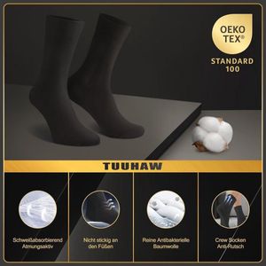 12 Paar Zakelijke Sokken voor Heren en Dames - Comfortabele Ademende Katoenen Crew-Sokken in Zwart en Wit