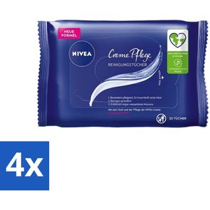 Nivea - Gezicht - Reinigingsdoekjes - Crème Care - 25 Doekjes - Voordeelverpakking - 4 stuks