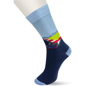 Bonnie Doon Heren Sokken met Formule 1 Print maat 40/46 Donker Blauw - Thema Sokken - Race - Cadeau Sokken - Zacht Katoen met Gladde Teennaad - Comfortabel - Perfect Cadeau - Black Iris - BT992133.134