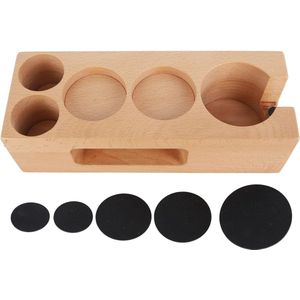 Houten Koffiefilter Tamper Houder - Espresso Sabotage Mat Stand - Tamping Station Base (58 mm 5 gaten)