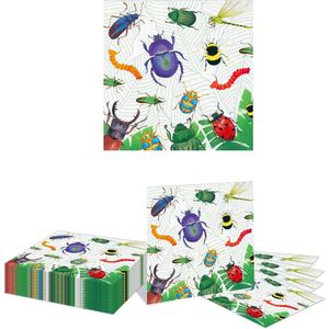 20pcs Beetles Party Napkins - Insects Disposable Party Napkins Set - Ladybug Dragonfly Paper Lunch Napkins - Beetle Thema Feestdecoratie