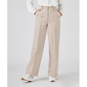 Damart - Broek met wijde pijpen in geruwd tricot - Dames - Beige - 40