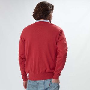 Osborne Knitwear Trui met V hals - Katoen - Red - M