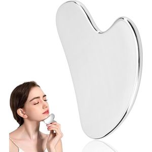 Gua Sha Schraper - Massagehulpmiddel - RVS - Gua Sha - Gua Sha Massage - Gua Sha Plate - Gua Sha Tool Chirurgisch Staal - Gua Sha Schraper - Ontspanning - Hartvormig Gua Sha massage-instrument - Zilver