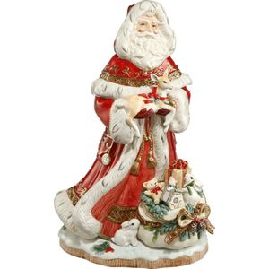 Goebel - Fitz and Floyd | Decoratief beeld / figuur Kerstman met cadeauzak | Aardewerk - 49cm - kerst