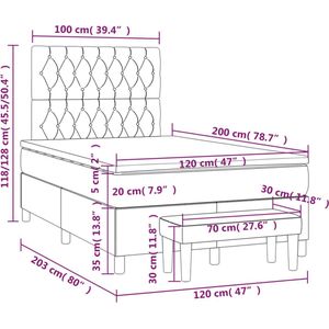 vidaXL-Boxspring-met-matras-fluweel-lichtgrijs-120x200-cm