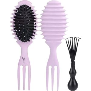 Guardian Beauty Haarborstel - Kruldefiniërende Borstel - Met Haarborstelreiniger - Violet