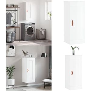 vidaXL Wandkast 34,5x34x90 cm bewerkt hout hoogglans wit - Wandkast - Wandkasten - Hangkast - Hangende Kast
