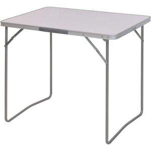 Camping koffertafel inklapbaar grijs - 80 x 60 cm - tuin klaptafel met handgrepen - picknick tuin koffer tafel inklapbaar draagbaar met aluminium frame