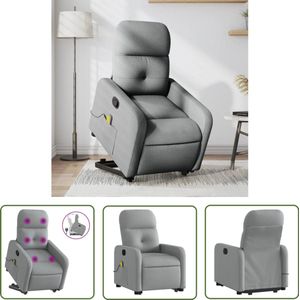 vidaXL Massagerstoel - Sta-op Massagestoel - Sta-op-massagestoel verstelbaar stof lichtgrijs - Relaxfauteuil - Elektrisch Verstelbare Stoel - Lounge Stoel