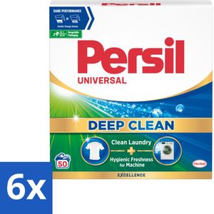 6 x Persil - Wasmiddel - Waspoeder Universal - Witte Was - Krachtige Vlekverwijdering - 50 wasbeurten - Witte Was - Waspoeder - Vlekken Verwijderen - Wasmiddel - Wasformule