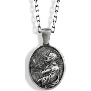 Jesus hanger ketting voor religieus geschenk Oxidized 28 inches