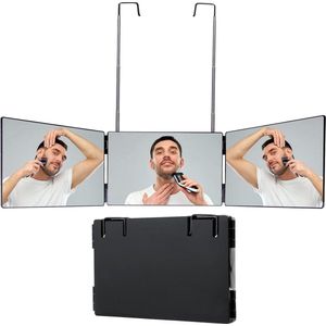 360 combs - Triptych Mirror with Height-Adjustable Holders for Makeup and Shower Mirror - Shaving Mirror - Hanging Mirror