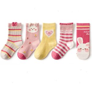 5 paar kindersokken - Korte sokken voor jongens en meisjes, katoen, geschikt voor middelgrote tot grote kinderen - Maat S (1-3 jaar), aanbevolen schoenmaat 21-24