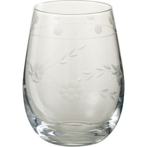 J-Line Gegraveerd glas - drinkglas - transparant - 4 stuks - woonaccessoires