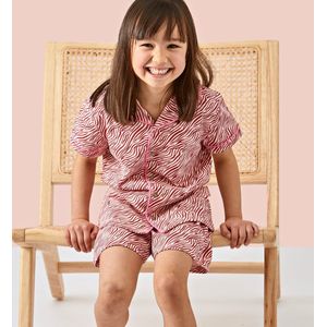 Little Label - klassieke zomer pyjama - roze zebra - bio katoen - 16Y/170-176