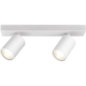 LED Plafondspot - Brinton Betin - GU10 Fitting - 2-lichts - Rond - Mat Wit - Kantelbaar - Aluminium - Philips - CorePro 840 36D - Dimbaar - 10W - Natuurlijk Wit 4000K