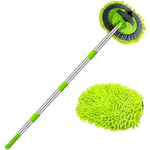 63'' 160 cm Autoreinigingsborstel Mop Met Lange Handvat 2-in-1 Chenille Microvezel Auto Wasborstel Stofdoek Reinigingsset Voor Auto's, Vrachtwagens, SUV's en RV's