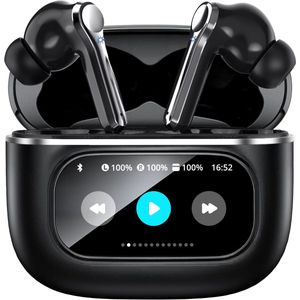 Soundtrex Display Draadloze Oordopjes - Bluetooth - ANC - LED Display - Zwart