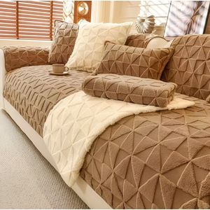 E-Shop4u® - Bankhoezen - Luxe Fluwelen Bankhoes - Sofacover Eenvoudige Explosies - Bank Beschermhoes - Bank Bekleding - Verdikt Katoen Fluweel - bankhoes hoekbank - Anti-slip - kussenhoes - Machinewasbaar - Herfst & Winter - 90x180cm - Bruin
