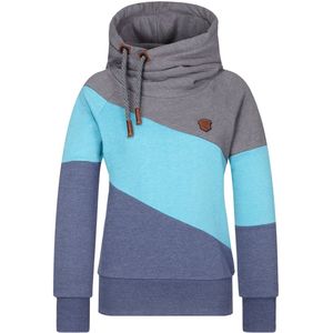 Naketano Damen Hoodie El Chapo knows 1801-0293 Dark Grey Melange/Fresh Blue Melange/Bluerey Melange-XS