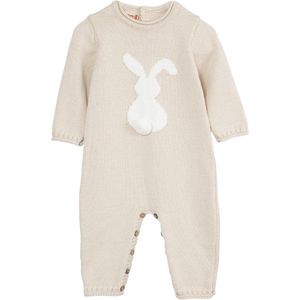 Minora gebreide unisex boxpakje- Baby jongens en meisjes- Maat 68- 4/6 maanden-Newborn overalls winter- Konijn patroon romper- Baby kleding jongens-Beige-Kraamcadeau - Babyshower Cadeau- Sinterklaas