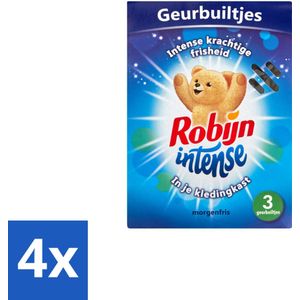 4 x Robijn - Intense - Geurbuiltjes - Langdurige Geur - Intense Frisheid - 3 Geurbuiltjes - Geurbuiltjes - Langdurige Geur - Frisse Geur - Kleding Geur - Parfum