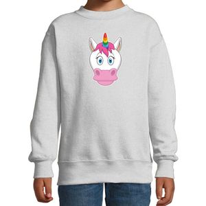 Cartoon eenhoorn trui grijs voor jongens en meisjes - Kinderkleding / dieren sweaters kinderen 110/116
