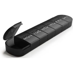 Sander Shop Wekelijkse pillenorganizer, 7 dagen, grote pillendoos 1 keer per dag, reisvriendelijke dagelijkse pillencontainers om medicijnen en vitaminen en visoliesupplementen te bewaren (zwart)