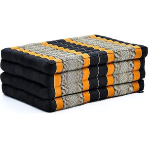 Comfortabele Thaise Massage Trifold Matras 200 x 70 cm Zwart Oranje - Opvouwbare Vloermatras met Eco-vriendelijk Kapok massage matras